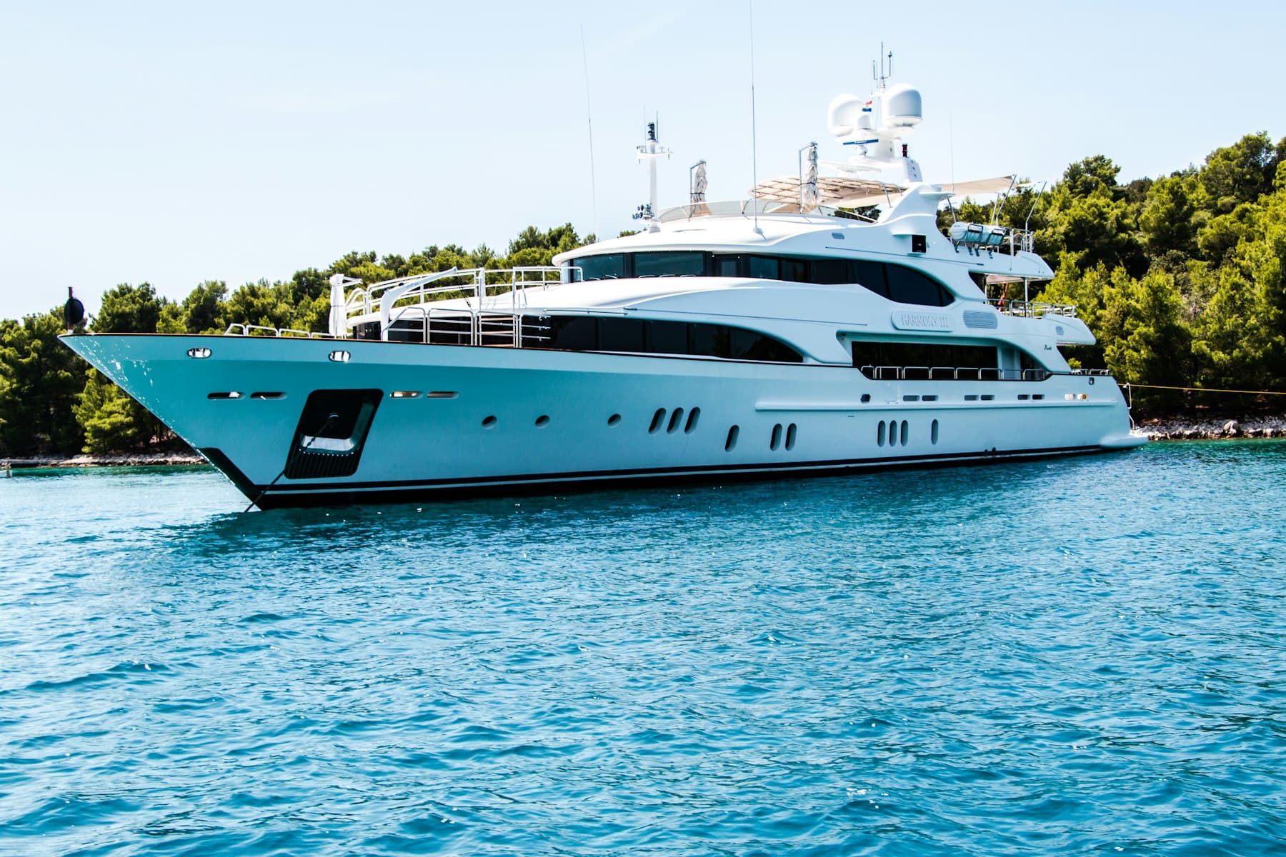 A private yacht on clear blue water